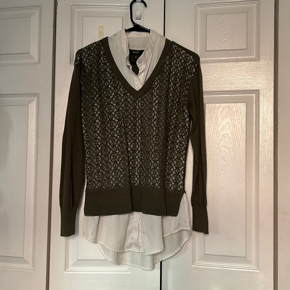 Simply Vera top, green and cream